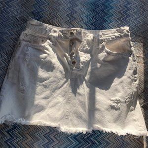 Zara White Denim Mini Skirt